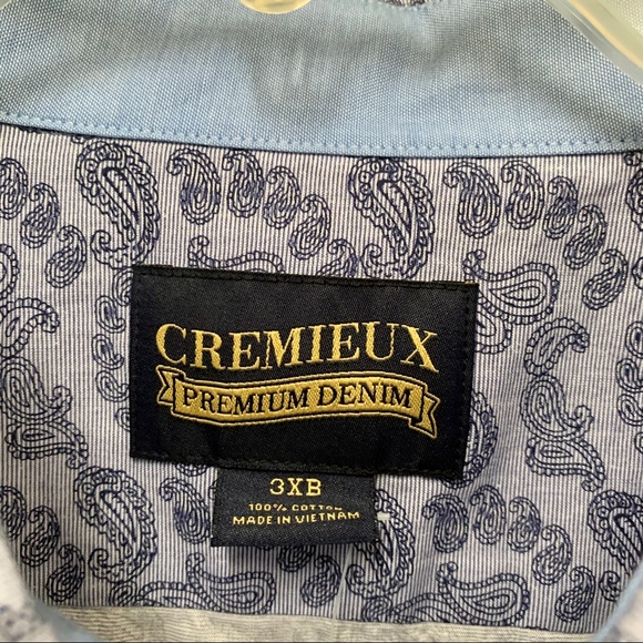 Daniel Cremieux Pearl Snap Blue Paisley Shirt 3XB - Picture 10 of 10